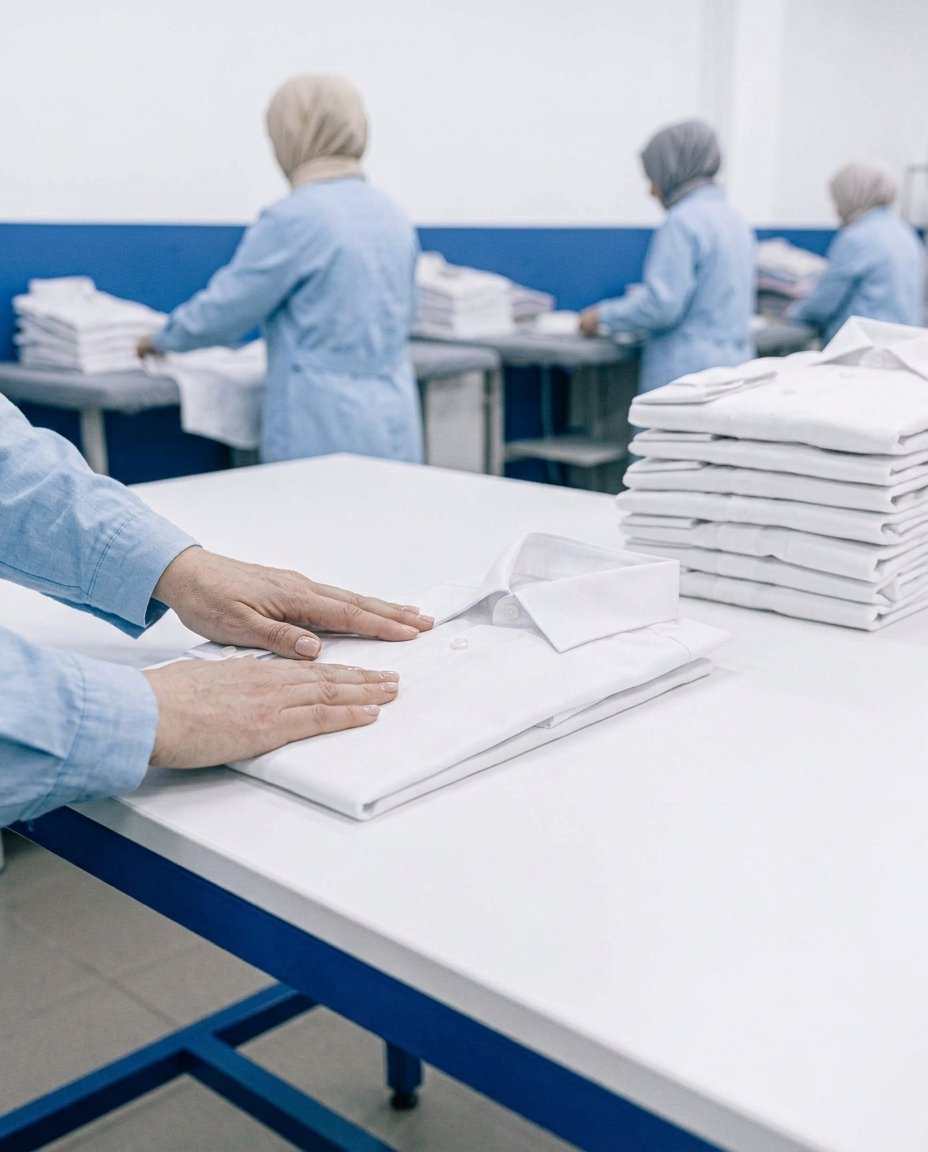 Chemise blanche pliée sur son carton